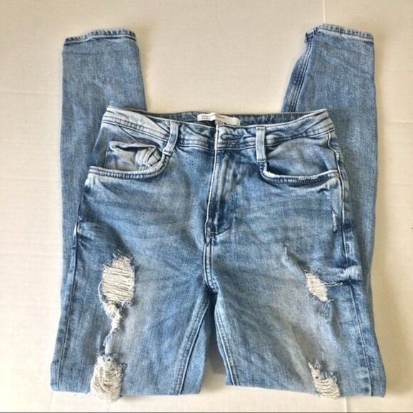 Zara Distressed Jeans Size 00 Some Stretch - Picture 2 of 12